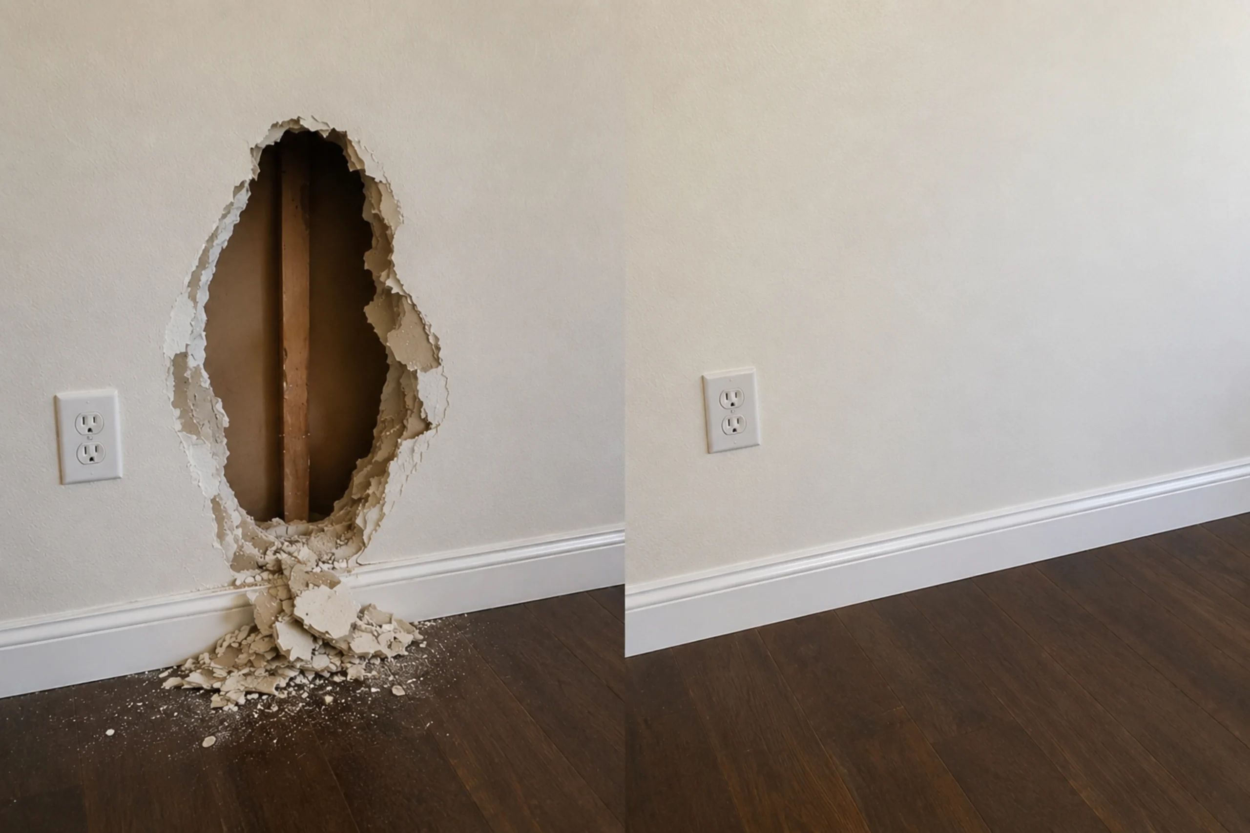 Before and after home repair completed by Handyman Dayton Pro